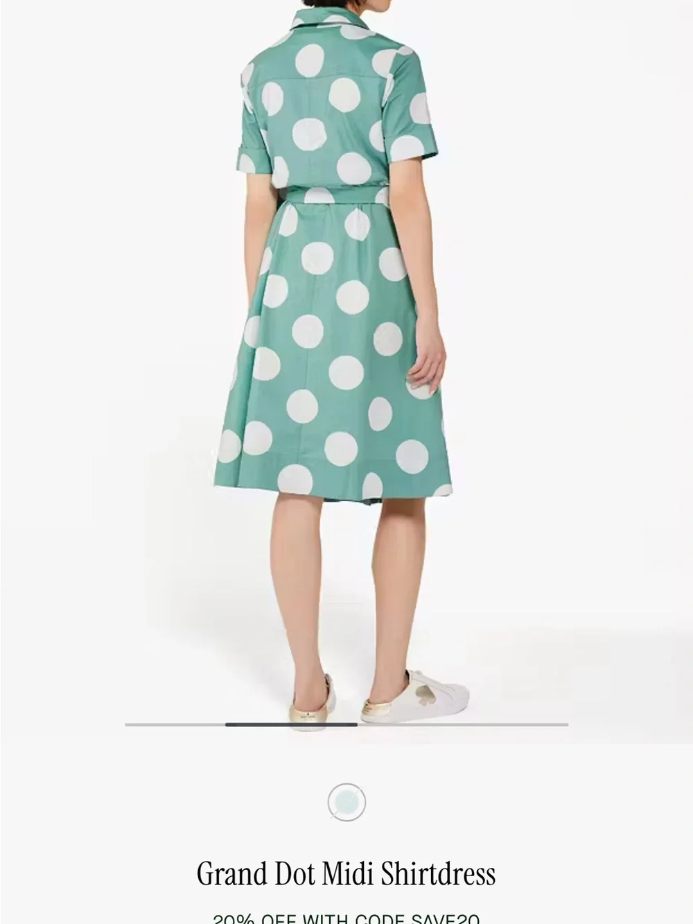Kate Spade New York Mint Green and White Polka Dot Midi Shirtdress SZ XL